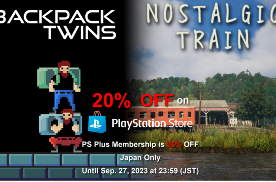 【Sale】『Backpack Twins』、『NOSTALGIC TRAIN』PlayStationStore版が20％OFF (2023年9月27日まで)